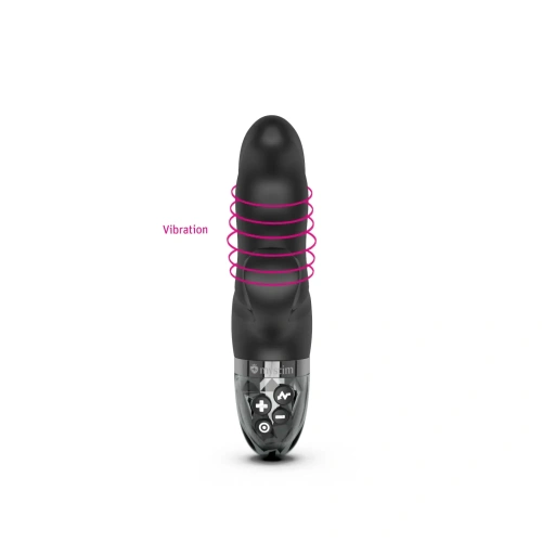 Mystim Hop Hop Bob Black Edition - вибратор-кролик с электростимуляцией и программой тренировки мышц тазового дна, 16.5х3.6 см (чёрный) - sex-shop.ua